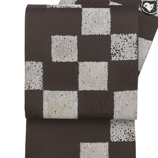 激安通販の激安通販の袋帯 西陣織 名門 加納幸 謹製 市松平 袋帯 茶