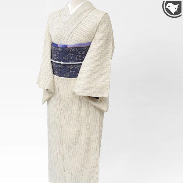 名古屋帯 本場結城紬 名門 奥順 謹製 型紙捺染絣 小花文 紬 八寸 紫紺