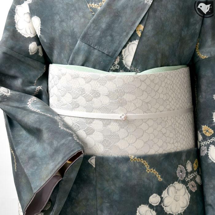 博多帯 名門 西村織物 謹製 無垢 荒磯 九寸 名古屋帯 白 : 帯 博多帯 名門 西村織物 謹製 無垢 荒磯 九寸 名古屋帯 白 : 帯