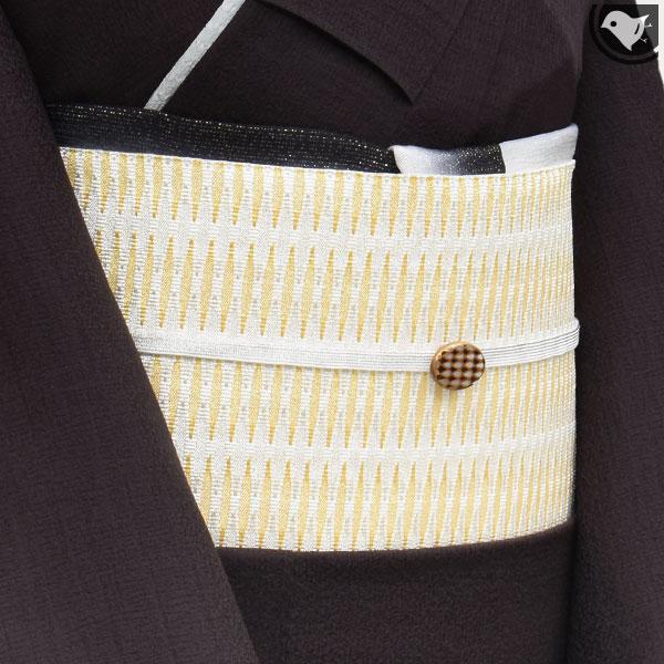 袋帯 北村武資 作 人間国宝 魚々子縞 繧繝錦 西陣織 白 金 : 帯 袋帯 北村武資 作 人間国宝 魚々子縞 繧繝錦 西陣織 白 金 : 帯