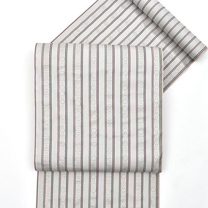 西陣織 名門 荒磯 謹製 名物裂文様 真田入縞風通 九寸 名古屋帯 : 帯