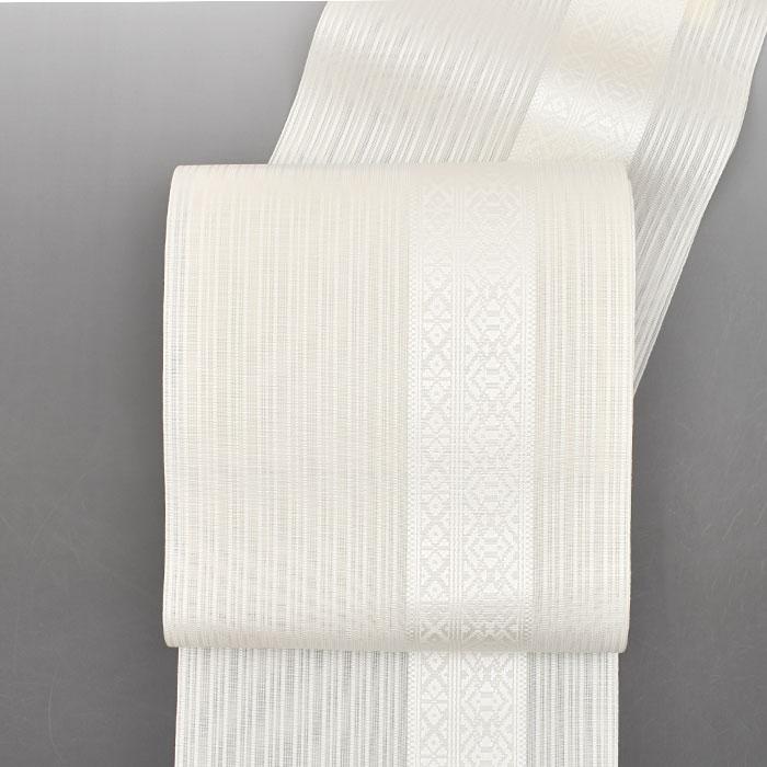 本場筑前博多織献上単衣夏八寸名古屋帯 名古屋帯](夏/単衣)博多織 紗献上 本場筑前博多織 謹製 白五献