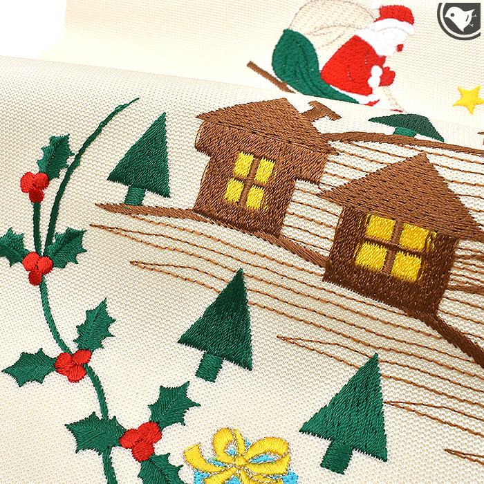 西陣織老舗機屋 謹製 クリスマス 刺繍文様 九寸 名古屋帯 正絹 日本製