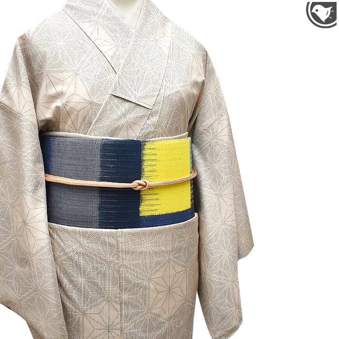 小杉紬工房 赤城座繰織 市松絣 新潟県 十日町紬 八寸 名古屋帯 正絹