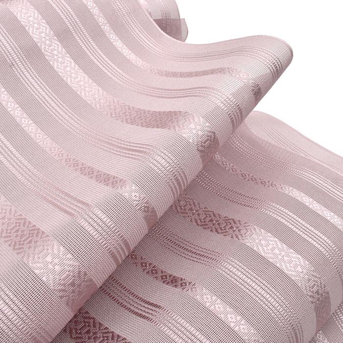 お洒落な紗献上博多帯▪桃色、紅梅色の中間、独鈷織りの透け感美しい夏帯▪長さ３４６ お洒落な紗献上博多帯▫桃色、紅梅色の中間、独鈷織りの透け