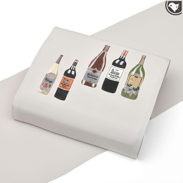 名古屋帯 新潟 十日町友禅 別注 Wine bottle ワインボトル 九寸 名古屋帯 おびやオリジナル 正絹 日本製の画像