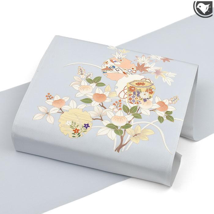 名古屋帯 塩瀬 染め帯 名門 菱健 謹製 雪輪四季花文様 京友禅 九 名古屋帯 塩瀬 染め帯 名門 菱健 謹製 雪輪四季花文様 京友禅 九