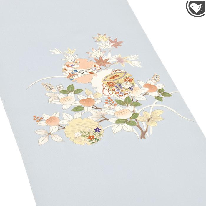 名古屋帯 塩瀬 染め帯 名門 菱健 謹製 雪輪四季花文様 京友禅 九 名古屋帯 塩瀬 染め帯 名門 菱健 謹製 雪輪四季花文様 京友禅 九