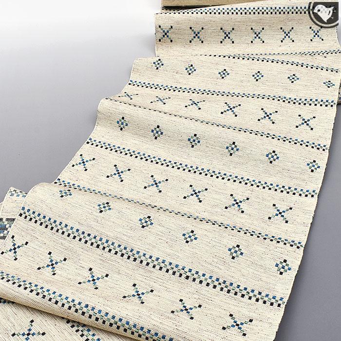 米沢紬 老舗 スワセンイ 謹製 米沢花織 文様 八寸 名古屋帯 日本製 お