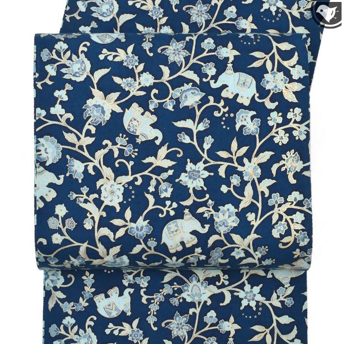 P*o様 極美品 岡重 象更紗 オールシーズン竹糸織 九寸名古屋帯 証紙付 きな 平和屋本店□極上 岡重謹製 OKAJIMA 九寸名古屋帯 京更紗 アタカス