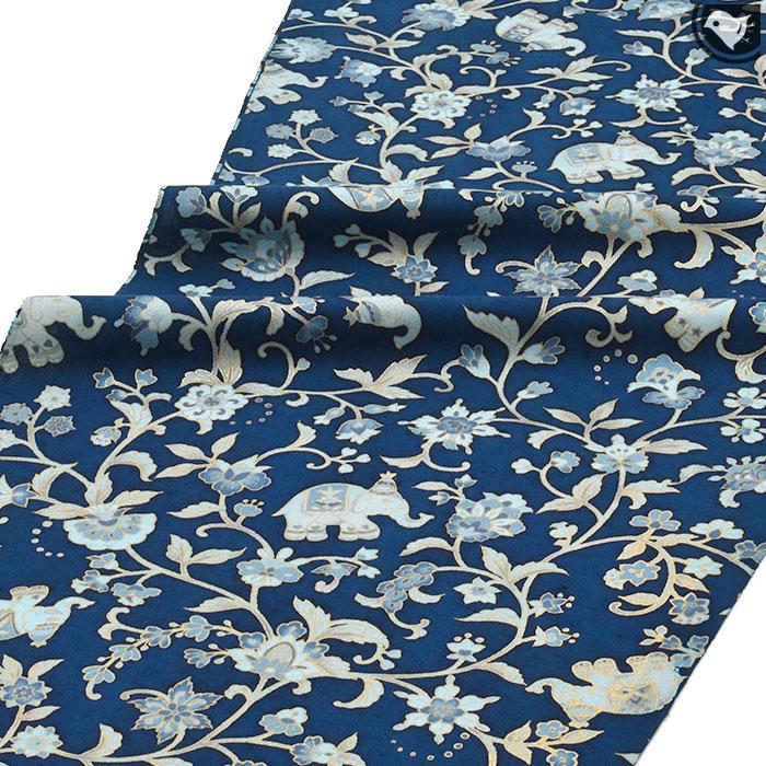 岡重 京の名門 謹製 象 岡重更紗 結城紬 九寸 名古屋帯 : 帯専門店おび