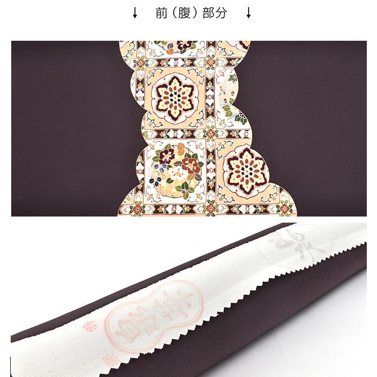 塩瀬帯 京都老舗染屋 謹製 格天井文 本加工友禅染め 九寸 名古屋帯