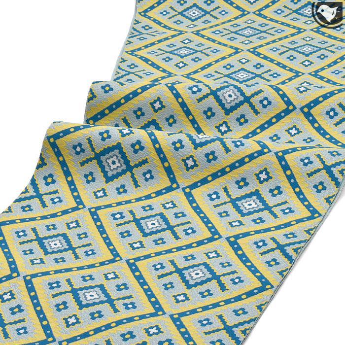 西陣織 名門 弥栄織物 謹製 菱花文様 八寸 名古屋帯 正絹 日本製 : 帯