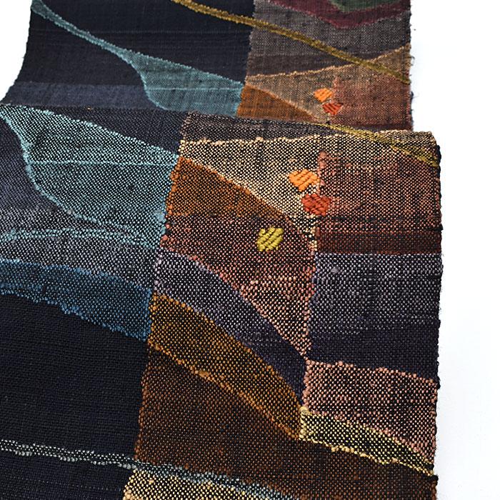 訳あり帯！)西陣織 老舗 渡文 謹製 手織り 真綿紬 八寸 名古屋帯 正絹