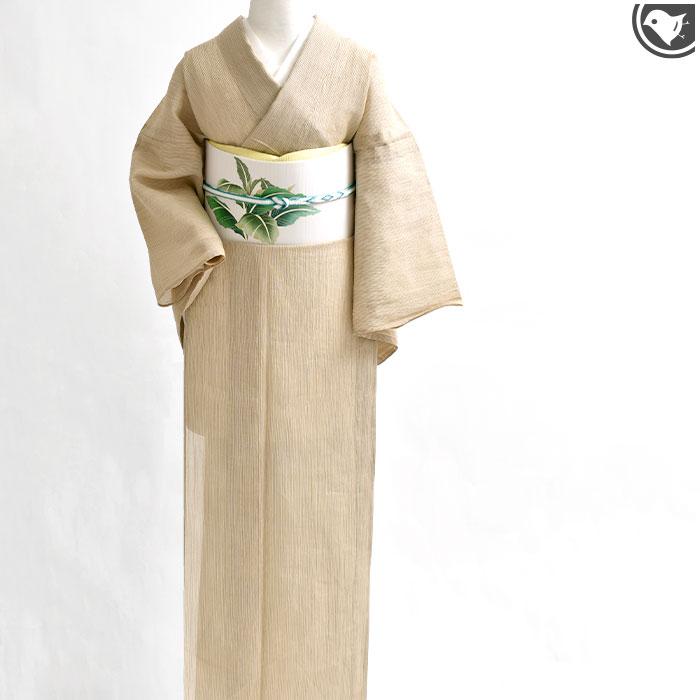 単衣/夏) 夏帯 絽塩瀬 “芭蕉柄”十日町友禅 本加工染め 九寸 名古屋帯