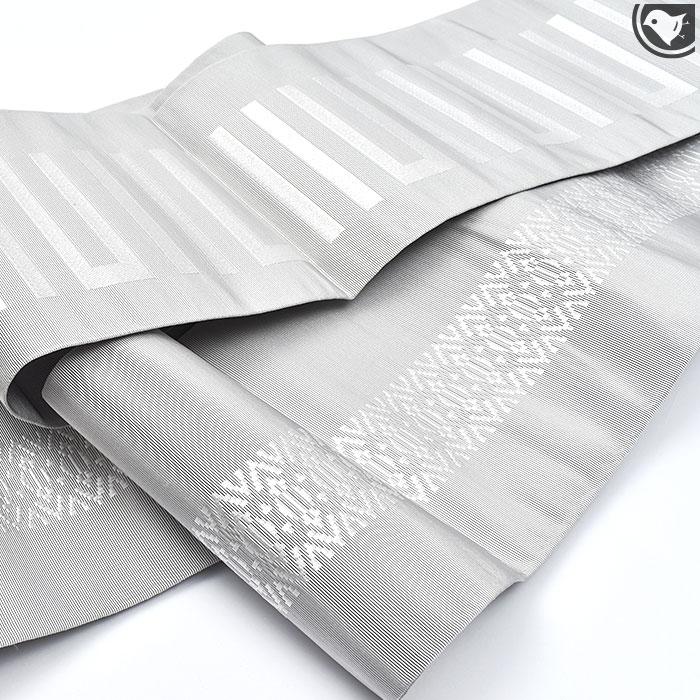 半幅帯 本小袋 博多織 西村織物 謹製 幾何学/献上 両面柄 正絹 日本製