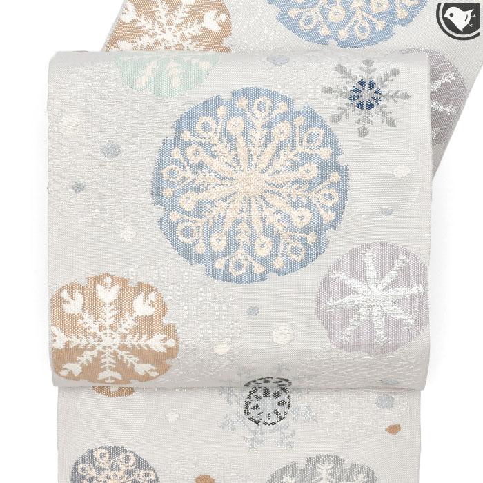 西陣織 帯屋捨松 謹製 “雪文” 八寸 名古屋帯 正絹 日本製 : 帯専門店