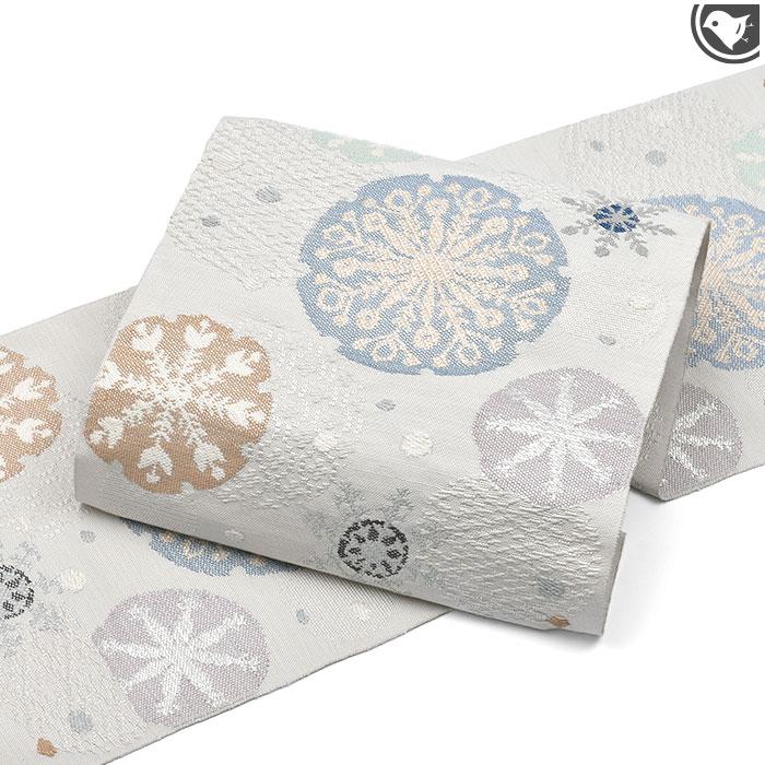 西陣織 帯屋捨松 謹製 “雪文” 八寸 名古屋帯 正絹 日本製 : 帯専門店