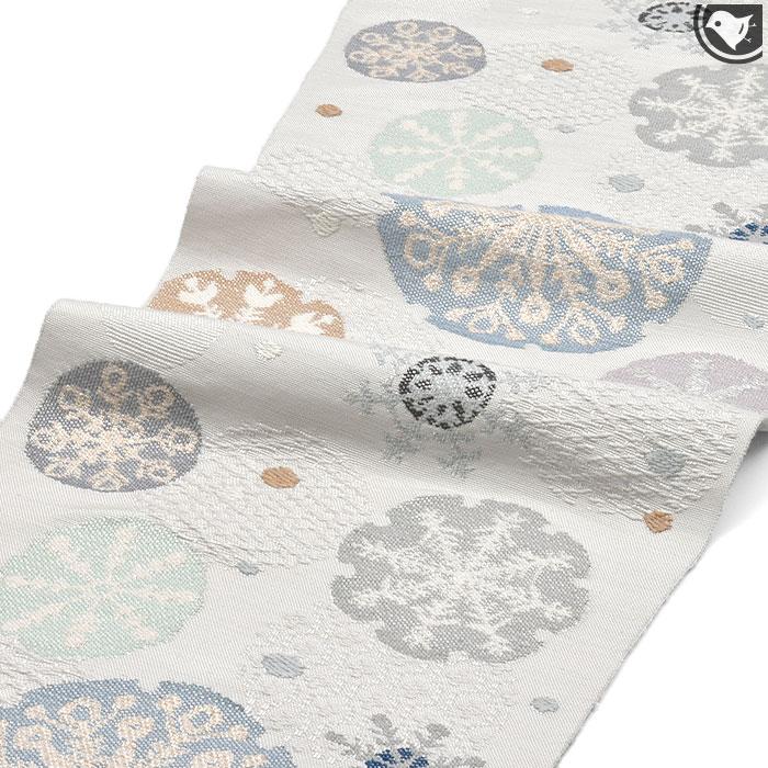 西陣織 帯屋捨松 謹製 “雪文” 八寸 名古屋帯 正絹 日本製 : 帯専門店