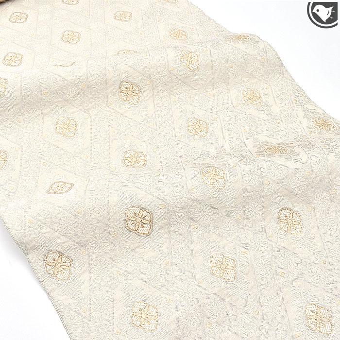 西陣織 名門 織楽浅野 謹製 “小花立菱文” 九寸 名古屋帯 正絹 日本製