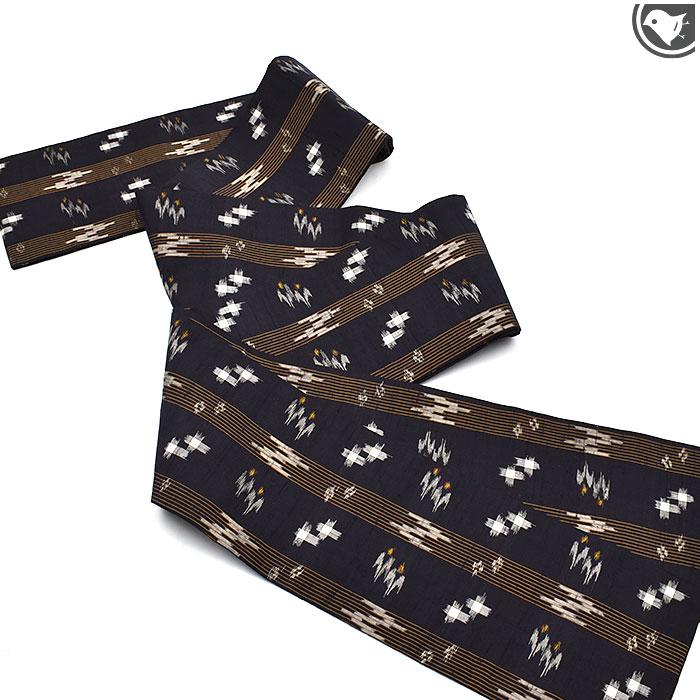 広幅/長尺）半幅帯 本場琉球絣 “トゥイグワー”手織り全通柄 日本製【帯