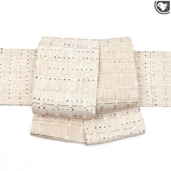 半幅帯 米沢紬 山形県 近賢織物 謹製 吉野格子 日本製【帯専門店おびや