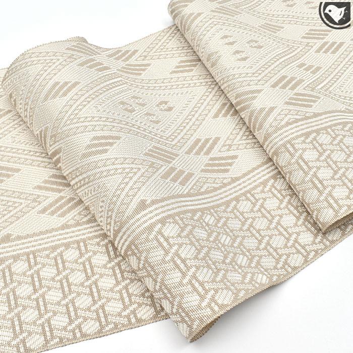 平和屋着物○九寸名古屋帯 型染 鹿の子丸文 鬼しぼ縮緬 正絹 逸品