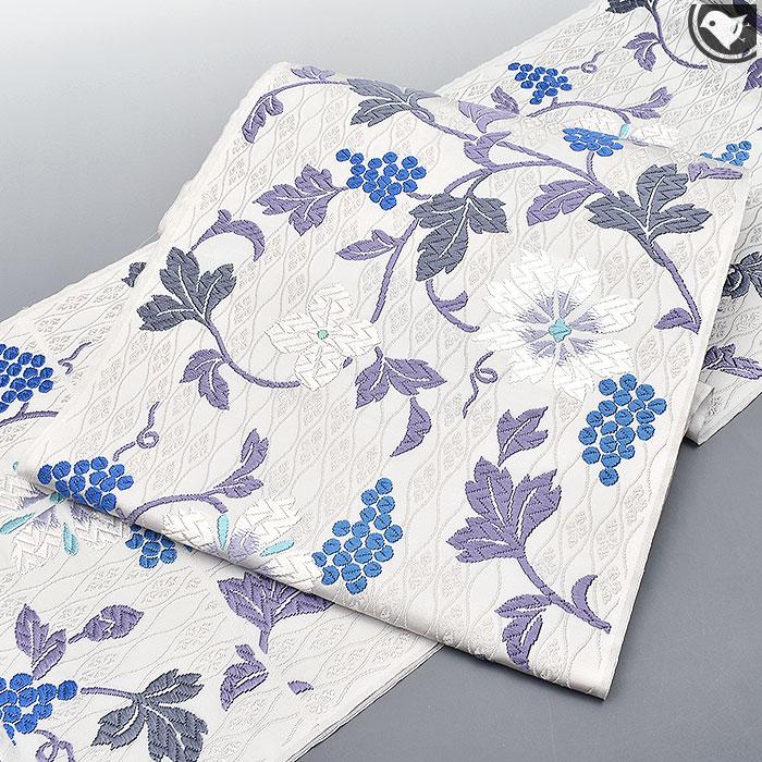 西陣 唐織 老舗 都 謹製 蔦花文様 九寸 名古屋帯 正絹 日本製【帯専門