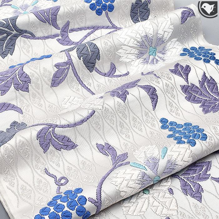 西陣 唐織 老舗 都 謹製 蔦花文様 九寸 名古屋帯 正絹 日本製【帯専門