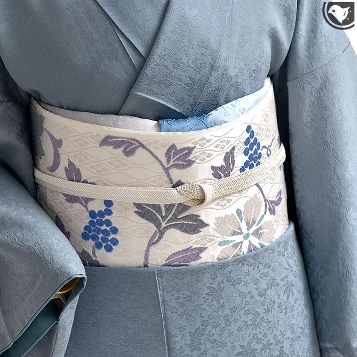 西陣 唐織 老舗 都 謹製 蔦花文様 九寸 名古屋帯 正絹 日本製【帯専門