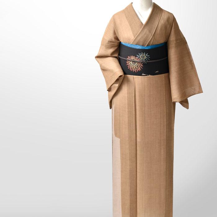 夏帯 十日町 秀美 絽塩瀬 秀美 謹製 花火屋形舟 九寸 正絹名古屋帯 黒の画像