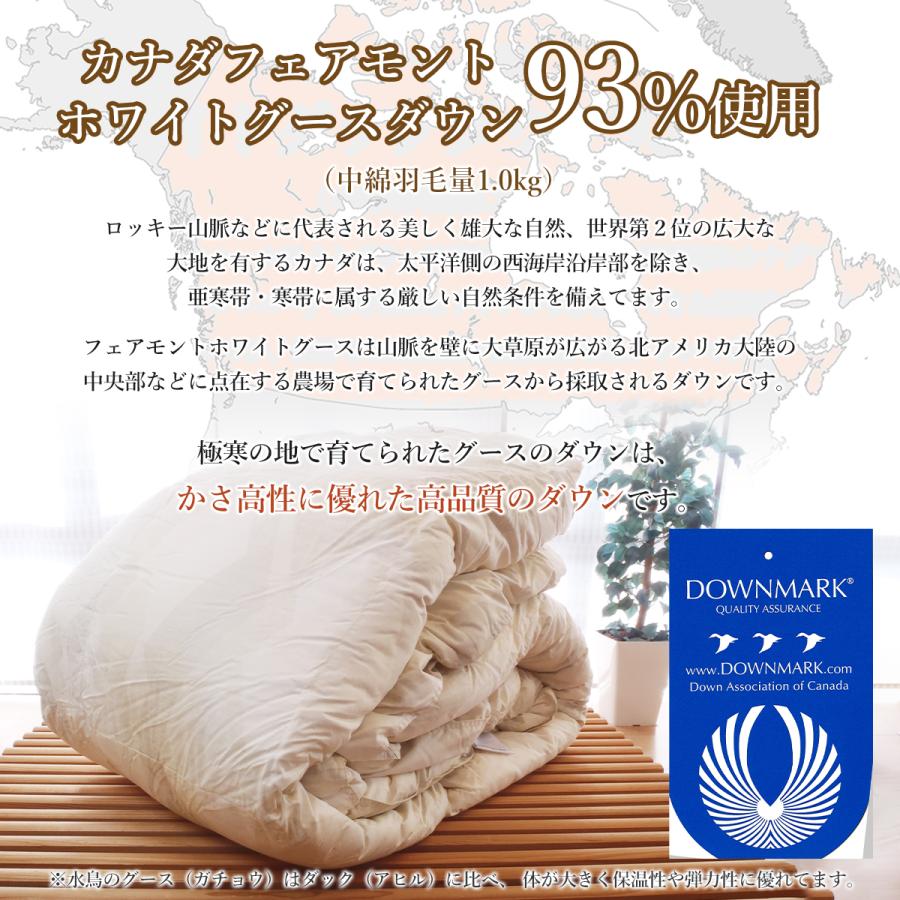 ロマンス小杉 ダブル羽毛合掛布団 合い掛け 羽毛布団薄手 日本製 1.0kg