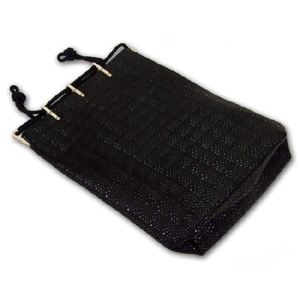 94%OFF!】【94%OFF!】甲州印伝 合切袋 マチ付 黒地に黒変り市松柄 印傳