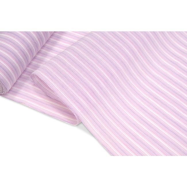 本場 小千谷ちぢみ 本麻 薄紫地に白・赤・黒縞 キングサイズ 夏の着物