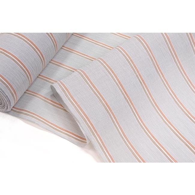 オンラインストア超特価 本場 小千谷ちぢみ 本麻 グレー地 茶・灰茶縞