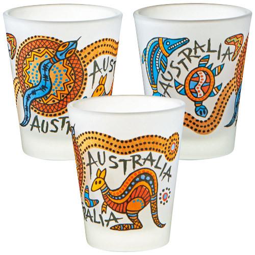 オーストラリア お土産 アボリジニ ショットグラス3個セット｜グラス・食器 オセアニア 雑貨 オーストラリア土産｜e-omiyage