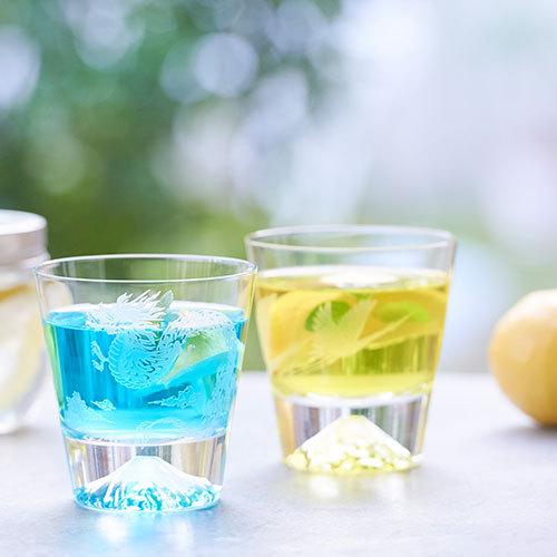 富士山グラス（ロックグラス/親子鶴） 田島硝子製造 正規品 ギフト 木