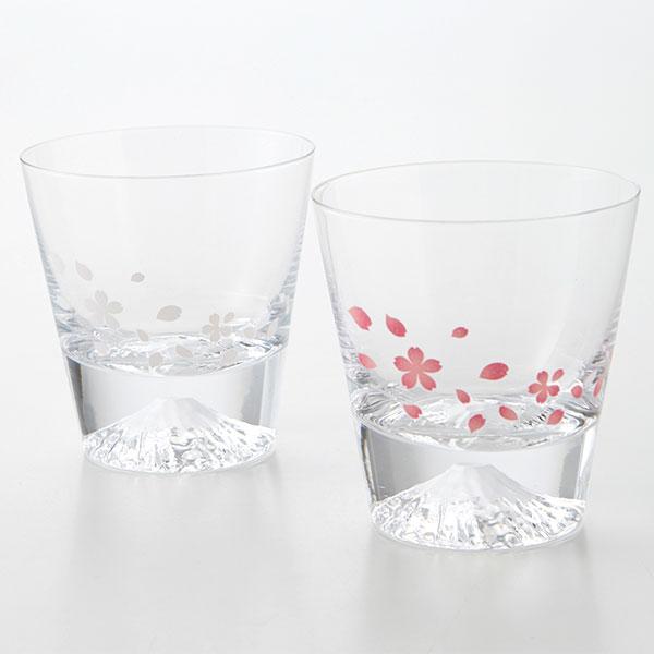 丸モ高木陶器 冷感桜舞富士山 ロックグラス csmf | プレゼント 手土産