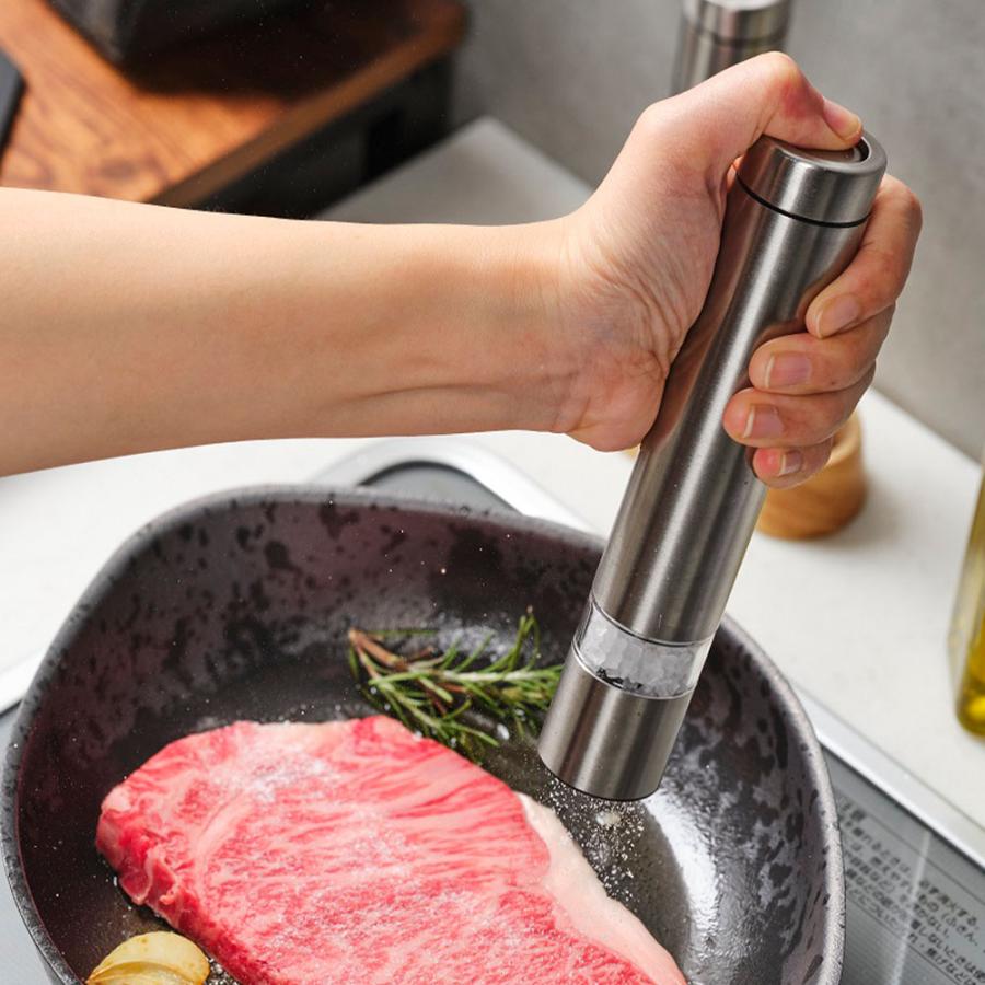 キッチン用品☆ミル3個＆ボトル 6個 ～ソルト、ペッパー、ドライハーブ、唐辛子～ ペッパーミル 小サイズ 2本セット 木製 手動 ソルトミル スパイスミル