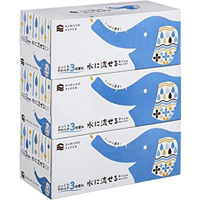 水に流せる ティシュ3枚重ね 360枚（3枚重ね120組） 3個 10入（合計30