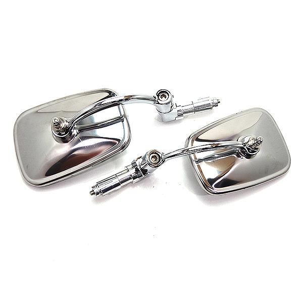 バーエンドミラー バックミラー ハルシオンタイプ 角型 メッキ◇新品