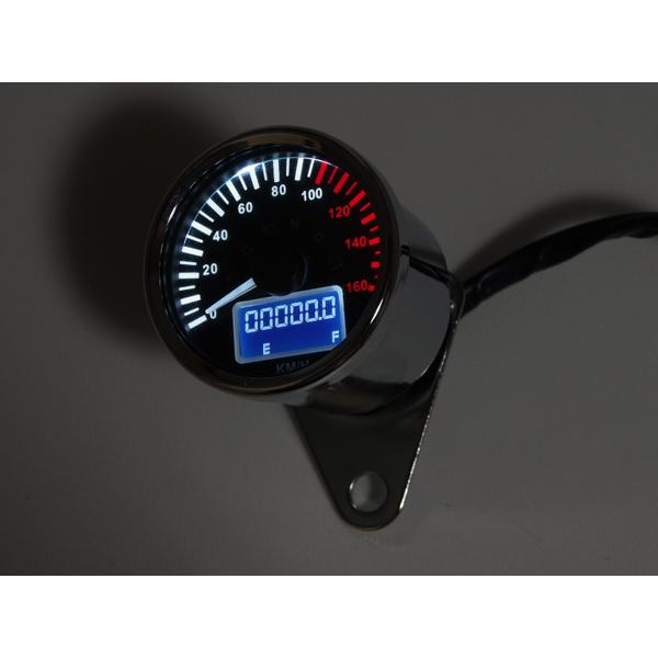 バイクメーター ホワイト 燃料計付き バイク用 60パイ スピードメーター オドメーター 燃料計 汎用