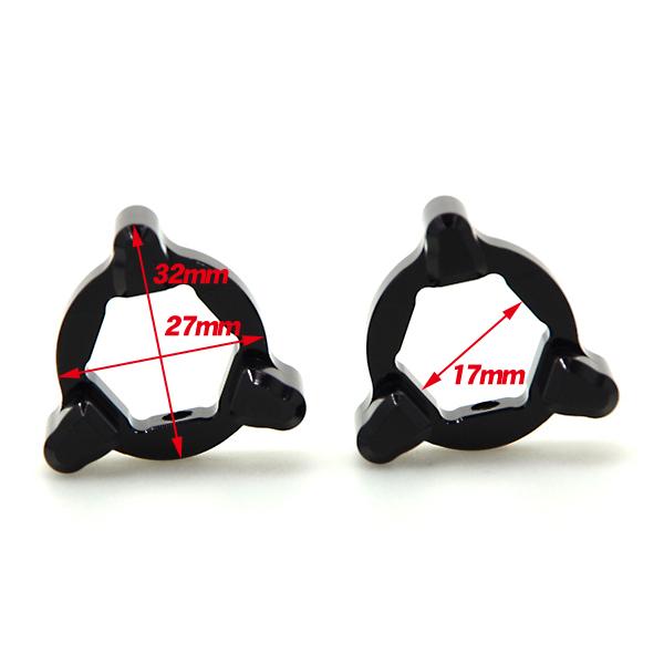 17mm イニシャルアジャスター プリロードアジャスター 3pin 黒 2個SET