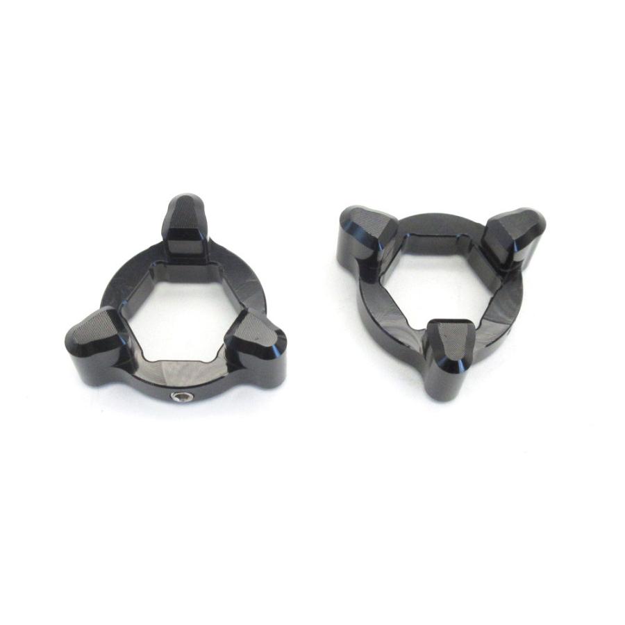 22mm イニシャルアジャスター プリロードアジャスター 3pin 黒 2個SET