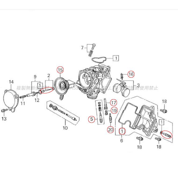 CBR250RR MC22 キャブレターリペアキット 1気筒分 / メインジェット 