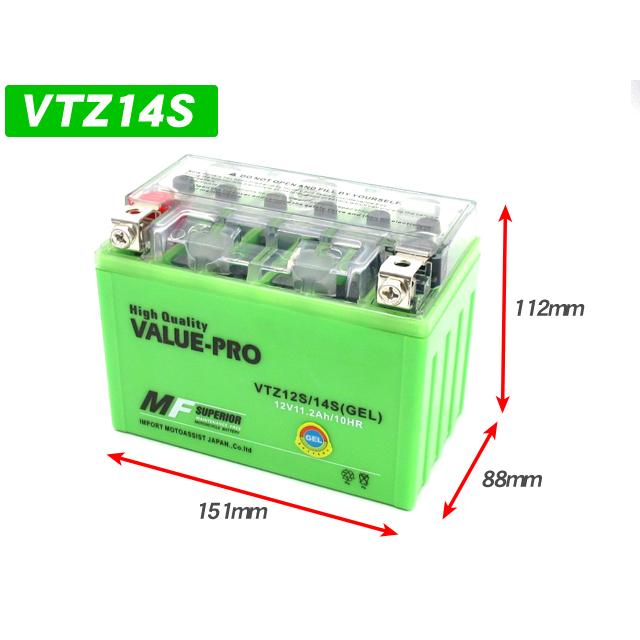 バッテリー VTZ14S【GEL】充電済ジェルバッテリー ◇ 互換 YTZ14S '06.11