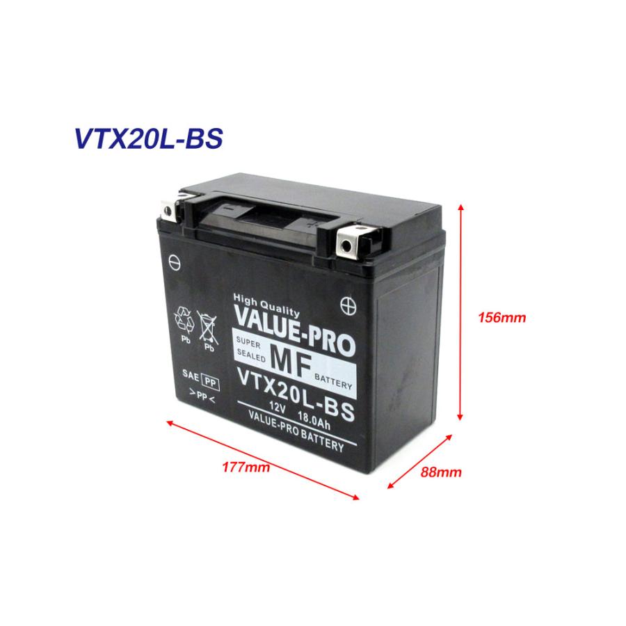 新品 充電済バッテリー VTX20L-BS 互換 YTX20L-BS / kawasaki JET