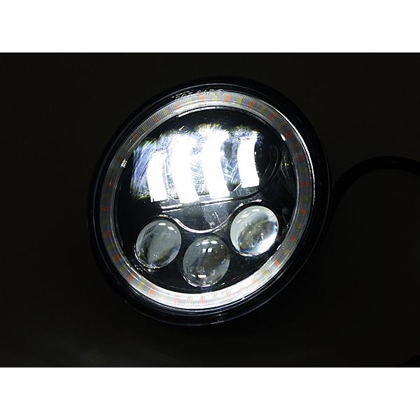 ハーレー用 5.75インチ LEDヘッドライト インナーブラック/ イカリング