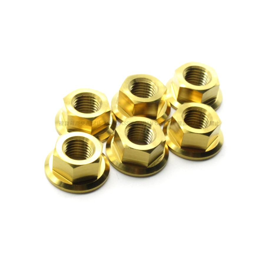 リアスプロケット用 軽量 チタンナット M10-P1.25 GD ゴールド 金 6pcs