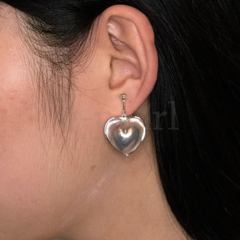 ハートシェイプ heart マベパール クリップ式ぶら下がり SVイヤリング 